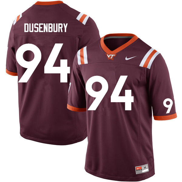 Men #94 Conner Dusenbury Virginia Tech Hokies College Football Jerseys Sale-Maroon